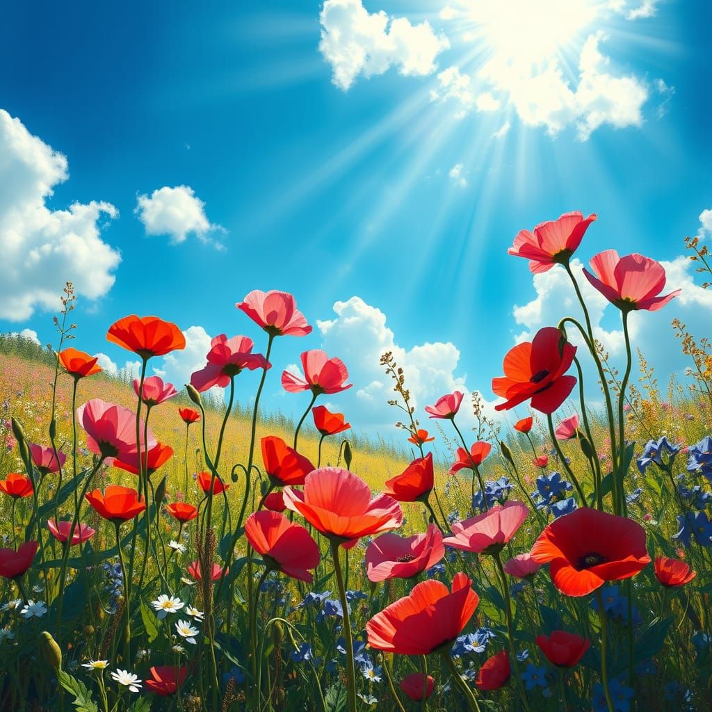 Lush Spring Garden in Vibrant Post-Impressionist Style