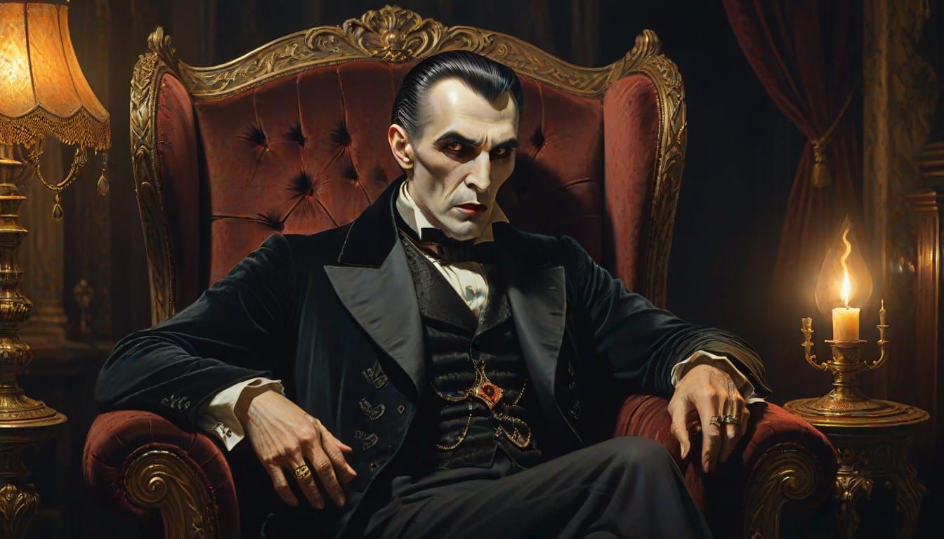 Elegantly Attired Dracula Engages in 19th Century Interview