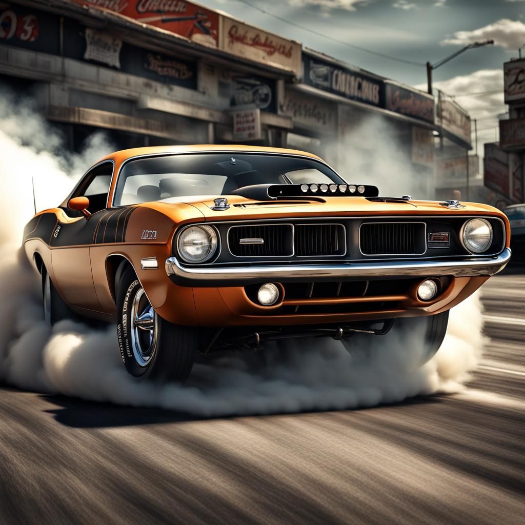 Cartoon Gorilla Driving a 1971 Hemi Cuda