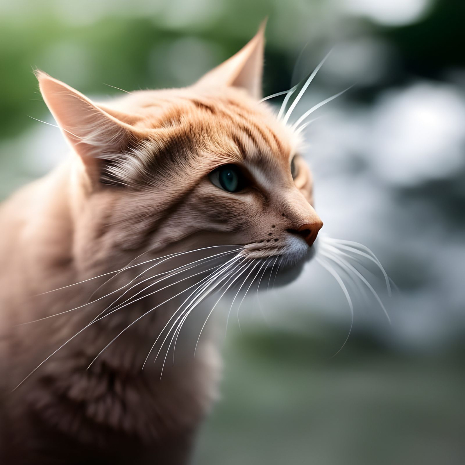 Light Orange Tabby Cat in Natural Outdoor Photo