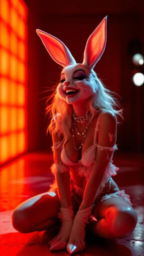 Playboy Bunny Laughing in Glamorous Style