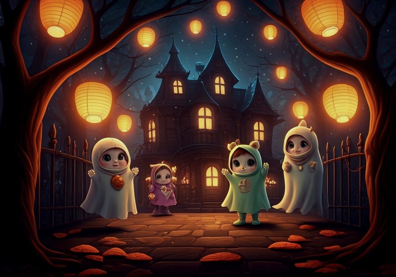 Halloween Family Apparitions in 3D Render