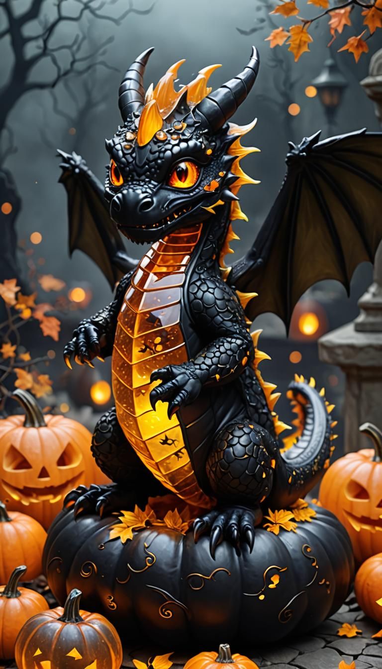 Halloween Dragon with Citrine Necklace