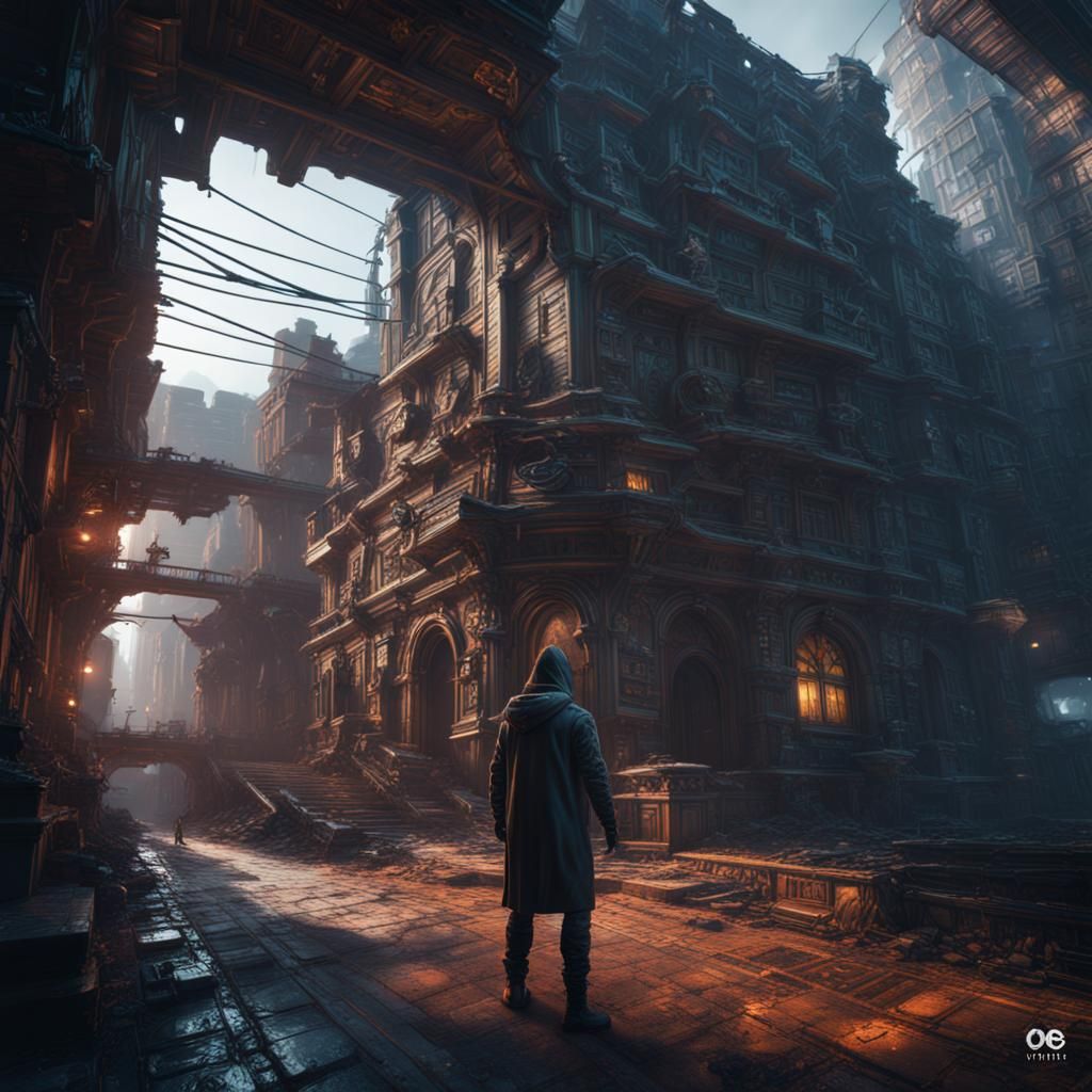 Fantastical Hacker in Detailed Matte Painting