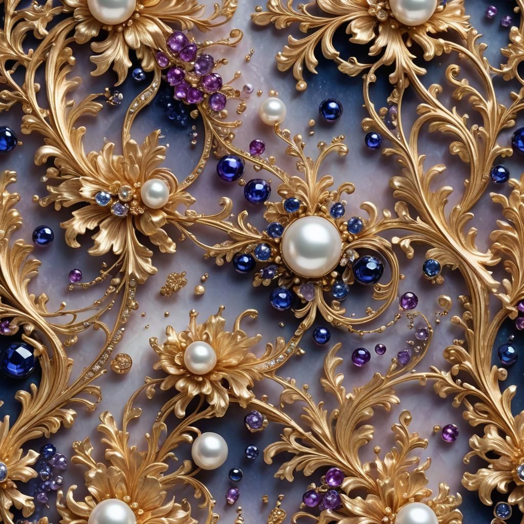 Lustrous Pearl with Golden Luminescence and Mystical Aura