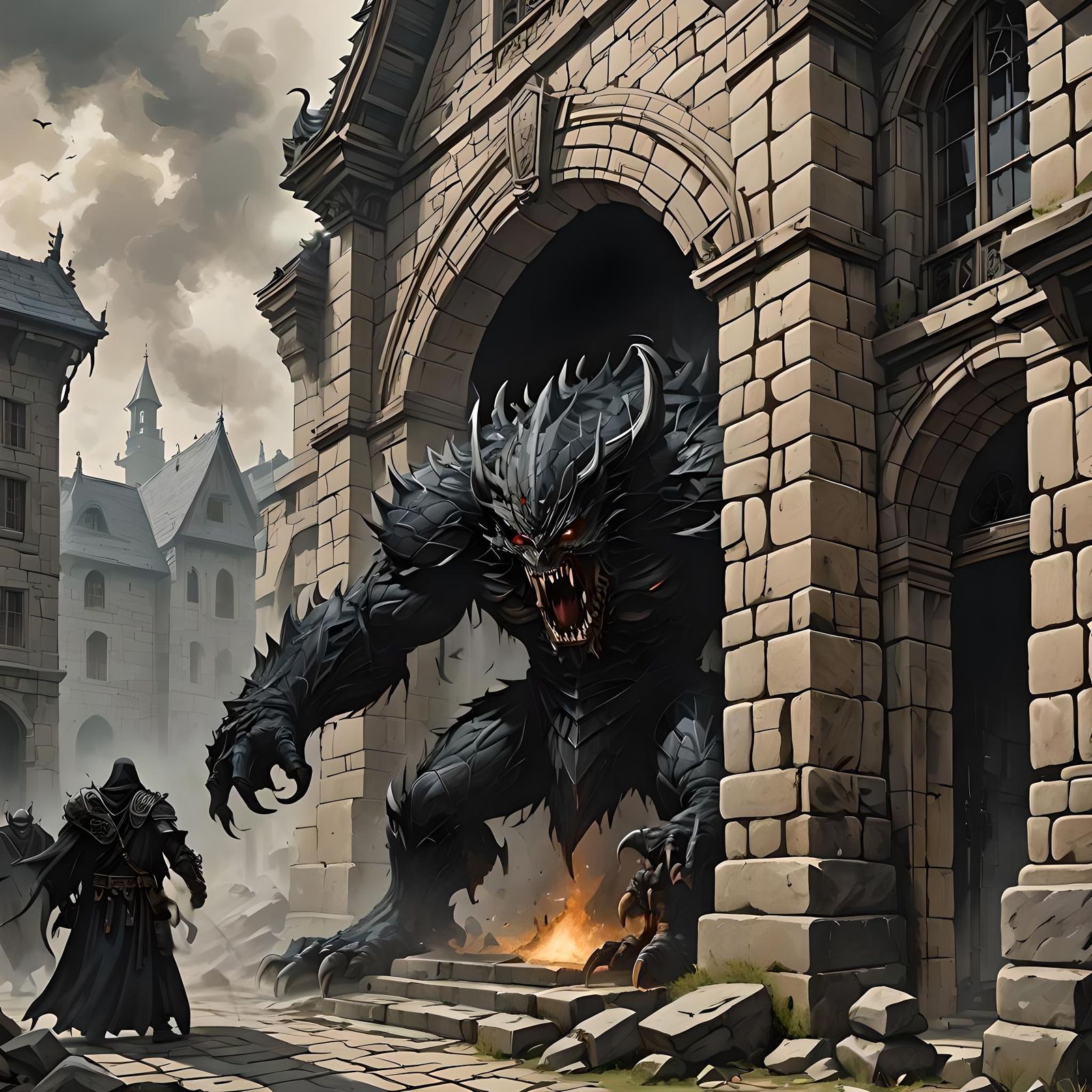 Monstrous Entity Emerges From Stone Building