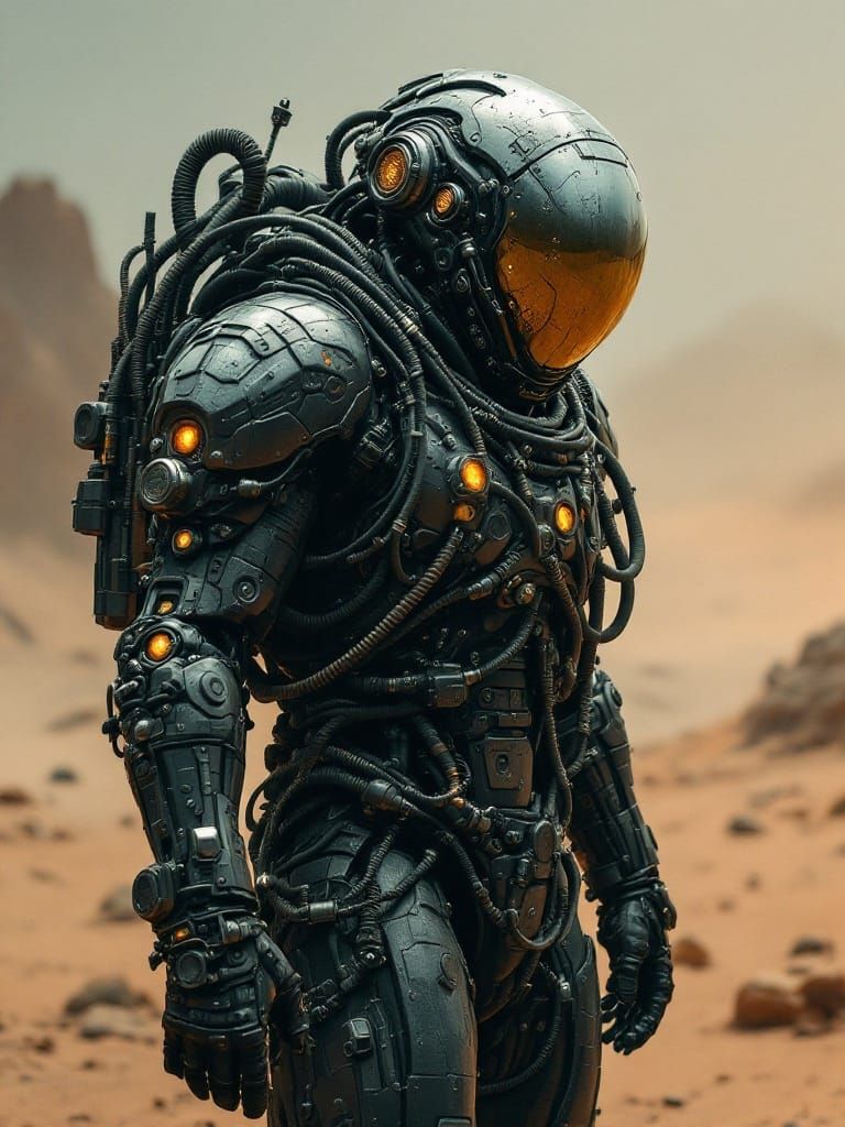 Cyberpunk Space Explorer in Oil Painting Style