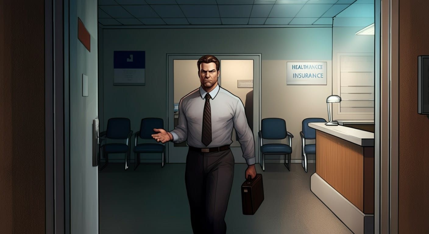 Health Insurance Representative in Digital Comic Style