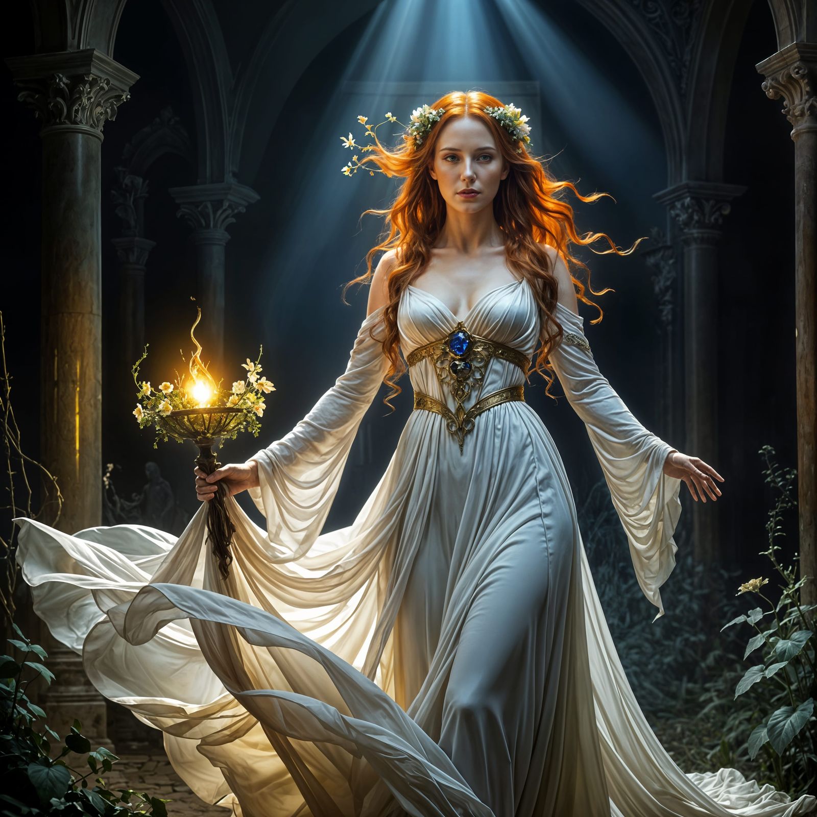 Ethereal Witch Dances with the Dead in Dark Fantasy Art