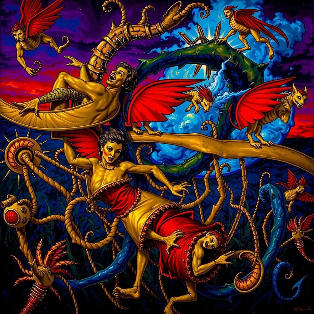 Abstract Swirling Red Forms