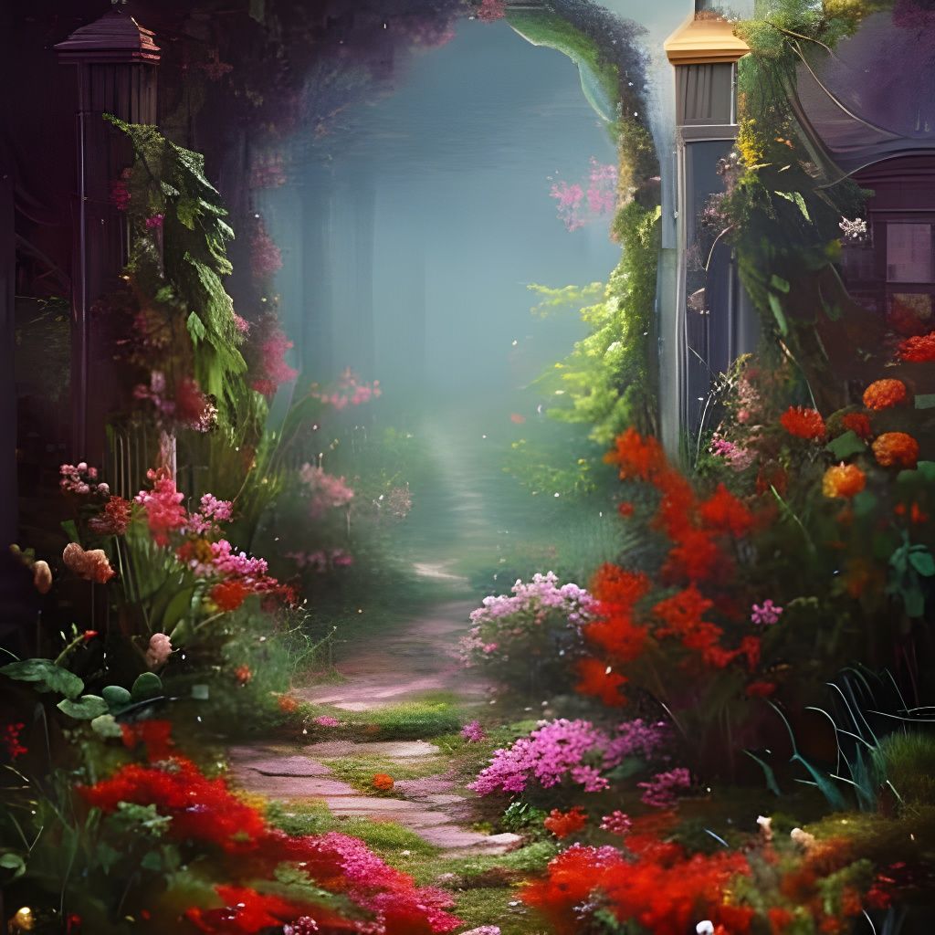 Gothic Garden with Skull in Art Nouveau Style