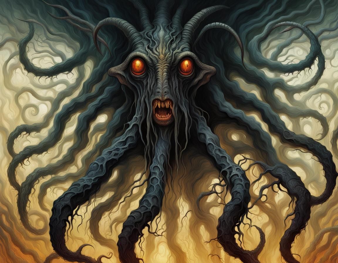 Shub-Niggurath Portrait in Beksiński/Giger Style