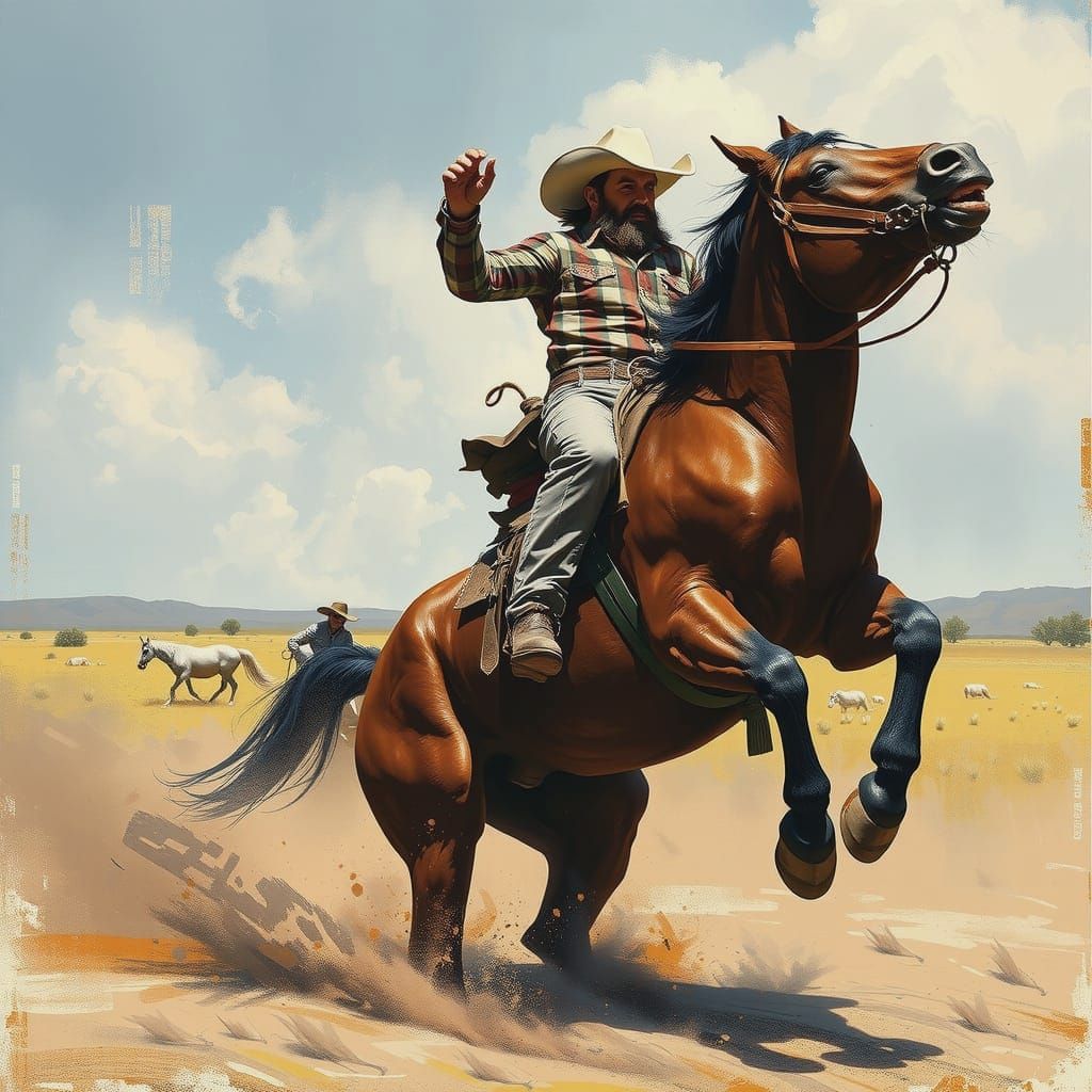 Rodeo Rider Thrown from Bronco