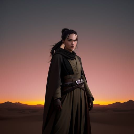 Rey Skywalker in Epic Tatooine Sunset Pose