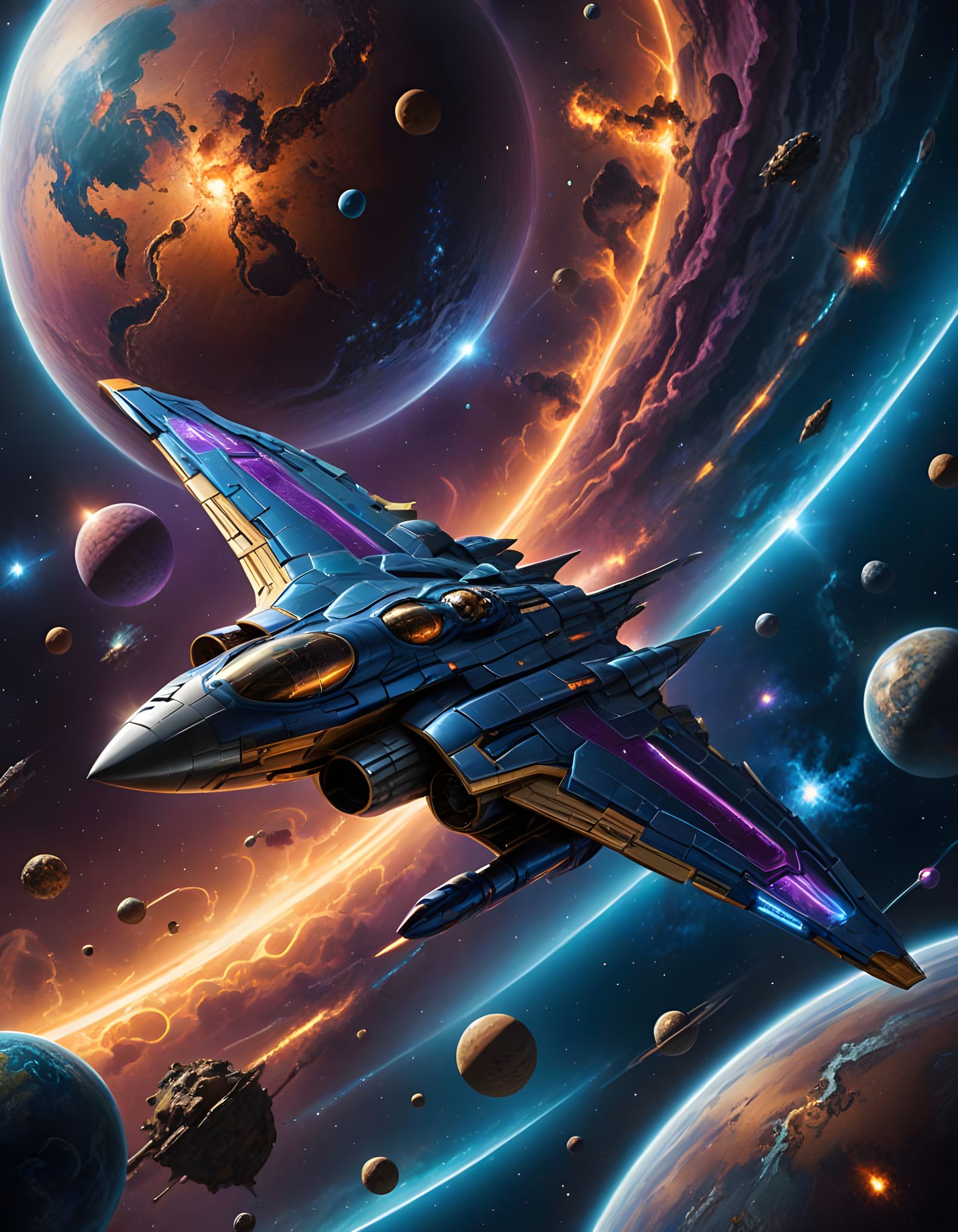 Futuristic Starship Cruises Through Cosmos in Ultra-Realisti...