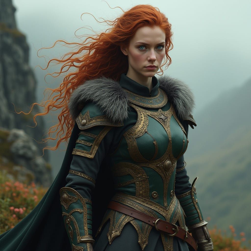 Fierce Highland Celtic Warrior in Ornate Leather Armor