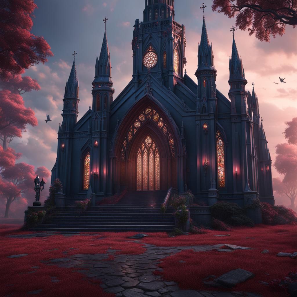 Gothic Glamour Church Interior in Detailed Matte Painting