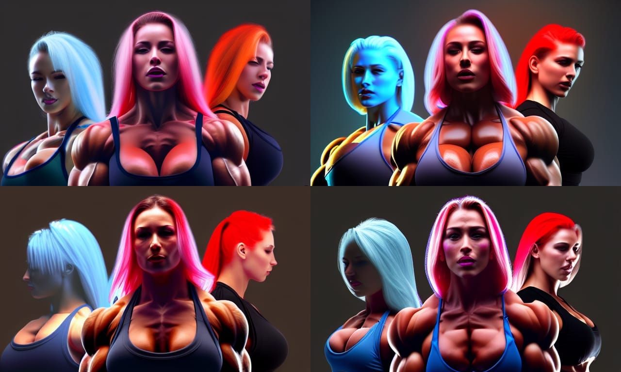 Muscular Women Enjoying a Park Outing