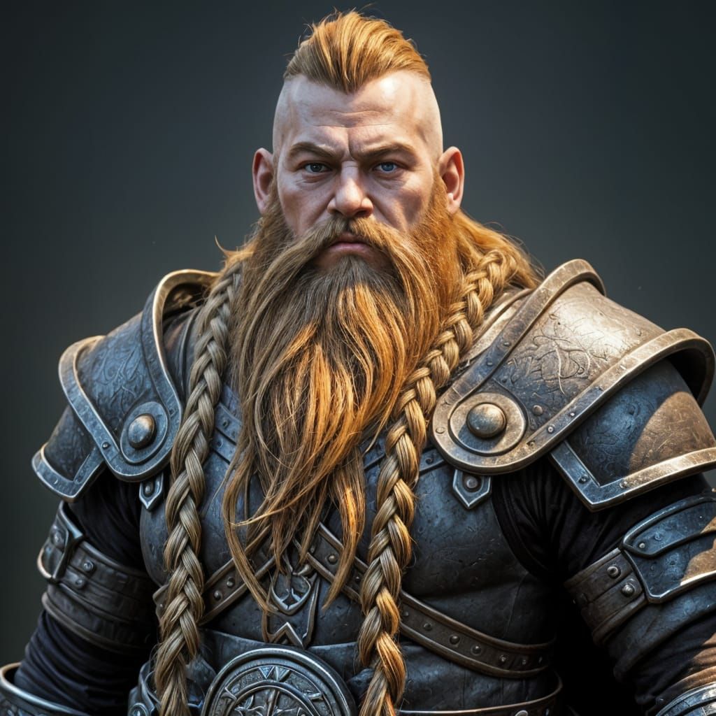 Detailed Portrait of Armored Dwarven Warrior Cleric