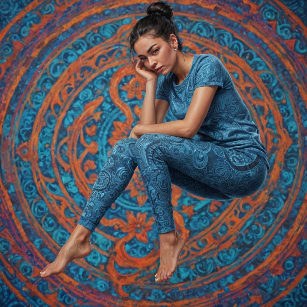 Woman with Mandala Background in Hyperrealistic Splash Art