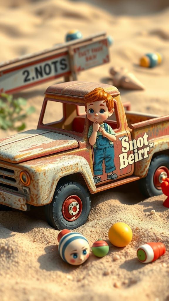 Nostalgic Toy Truck Scene in Norman Rockwell Style