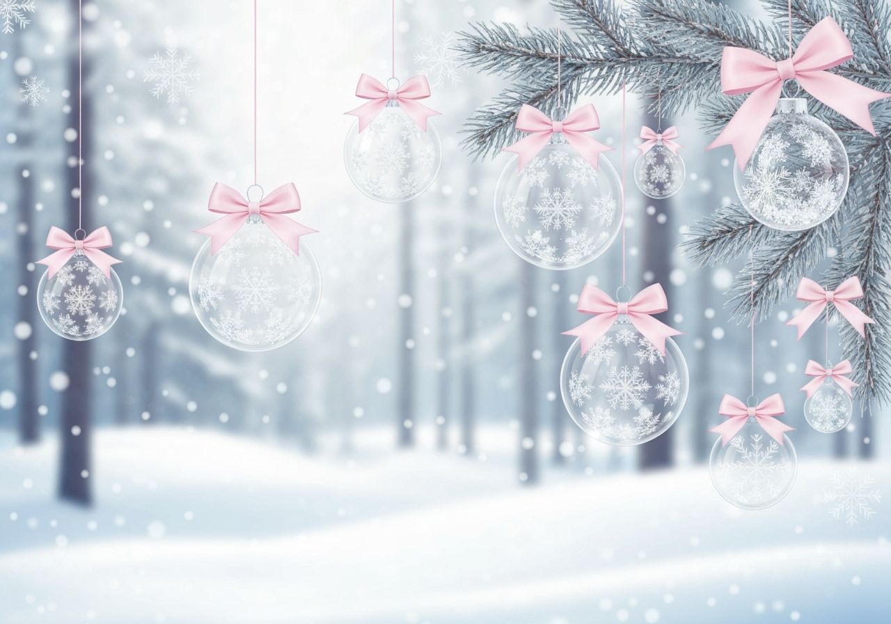 Serene Winter Wonderland with Snow-Covered Pine Branches