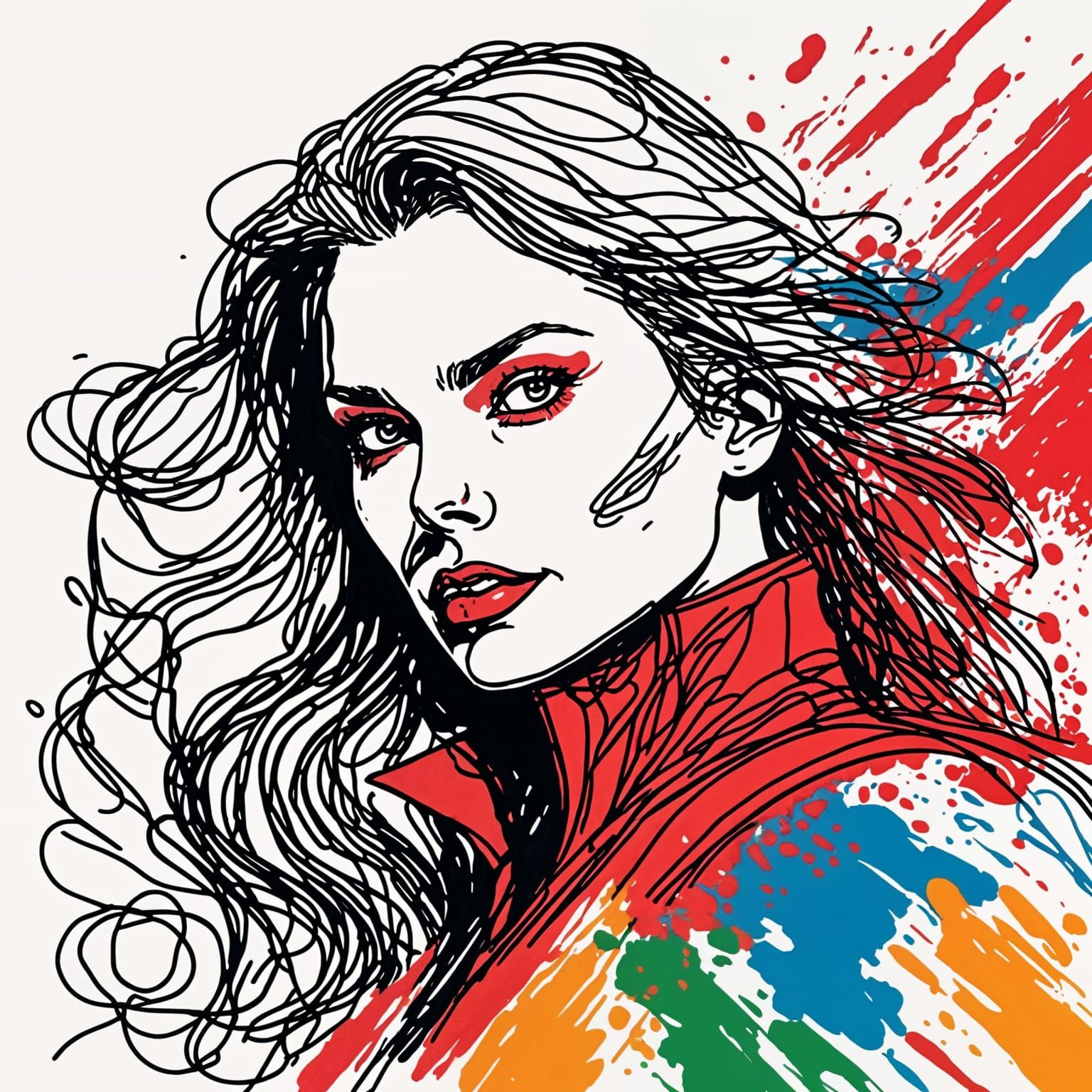 Scarlet Witch Minimalist Crayon Drawing