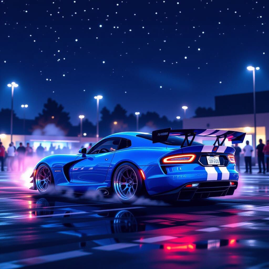 Viper Drifting at Tuning Event in Cyberpunk Style