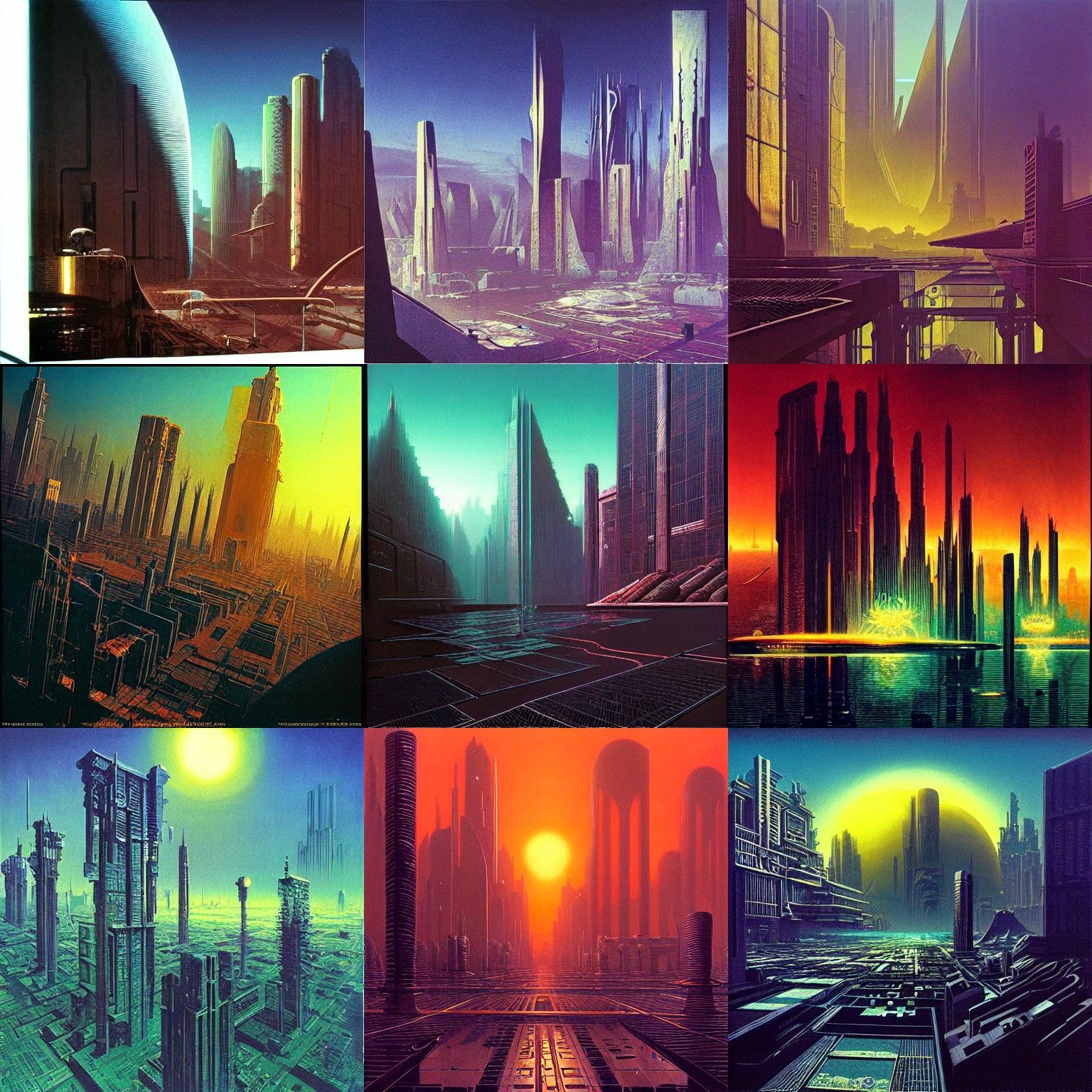 Solarpunk Solarpunk Cityscape by Syd Mead and Beksiński