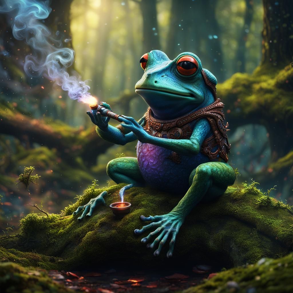 Galactic Frog Smoking Hookah: Fantasy Concept Art