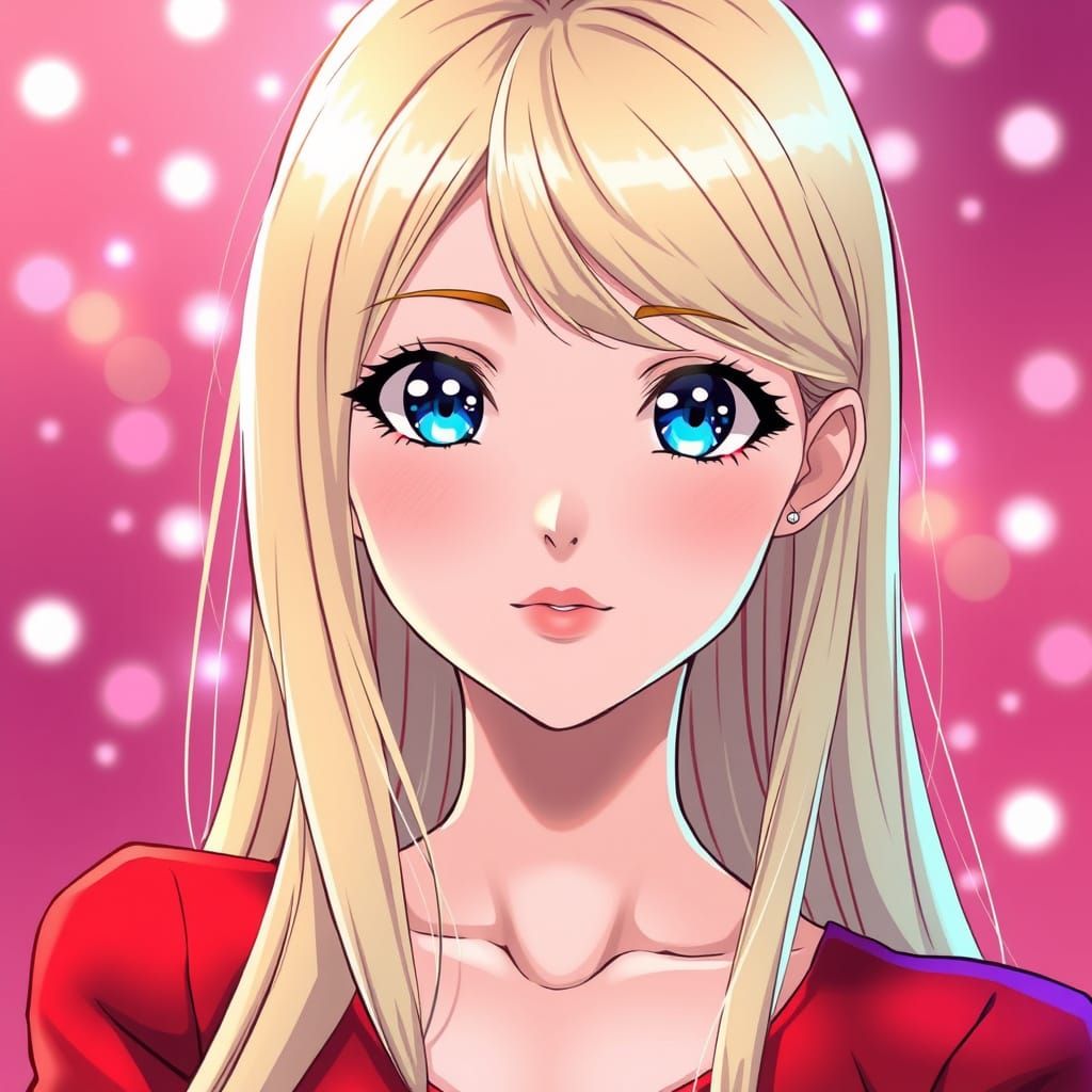 Anime Style Portrait of a Beautiful Blonde Girl
