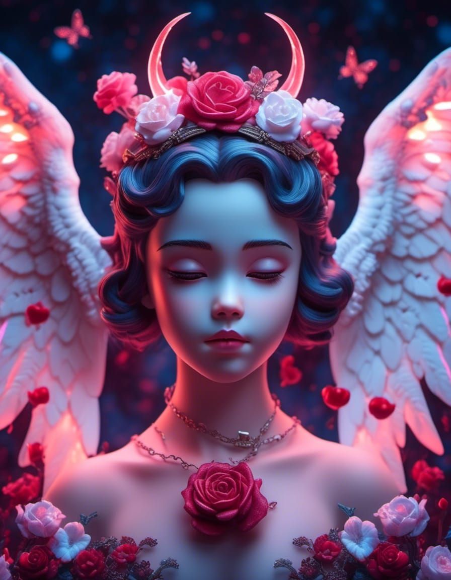 Surreal Angel Devil Figure in Dramatic Lighting