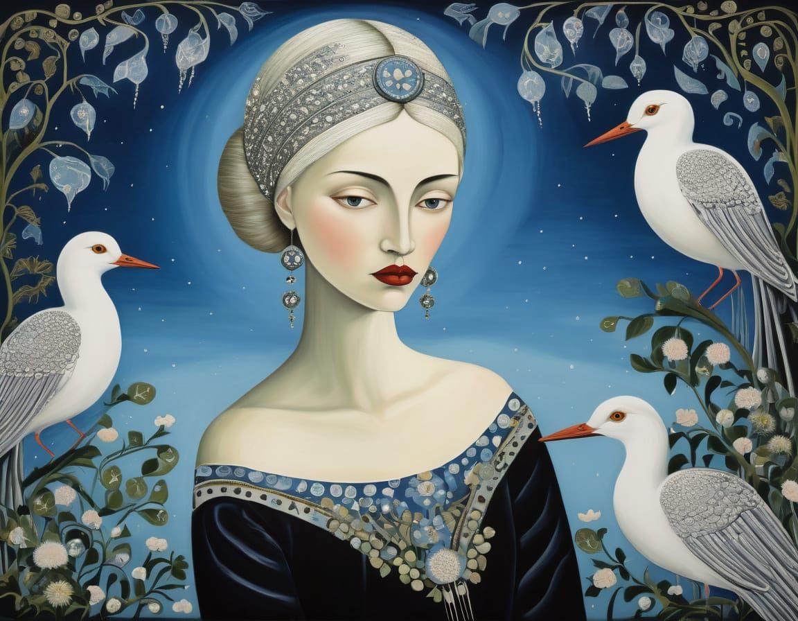 Whimsical Illustration in Art Nouveau Style