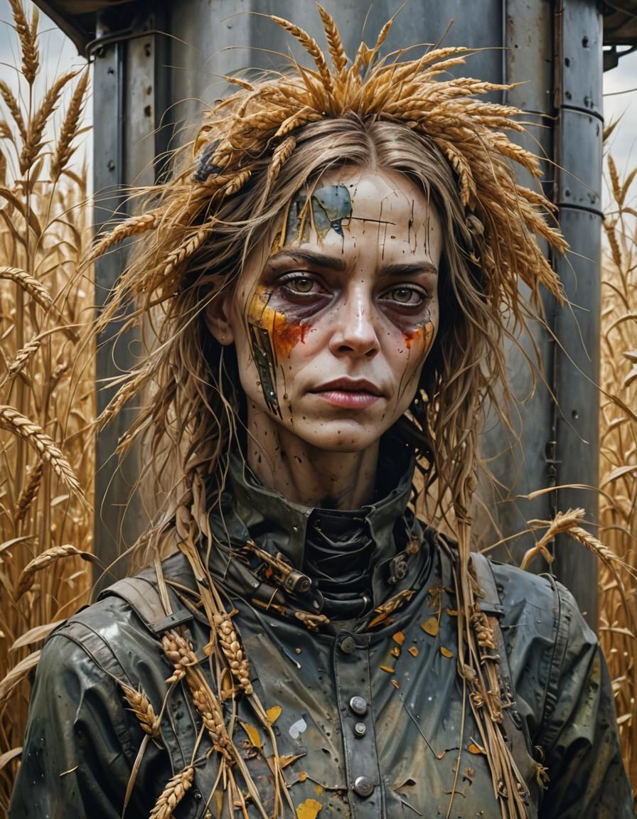 Cybermutant Portrait in Encaustic Matte Style