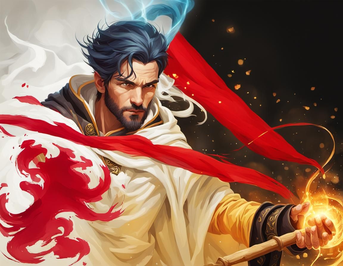 Powerful Mage Casting a Spell with Visible Magic