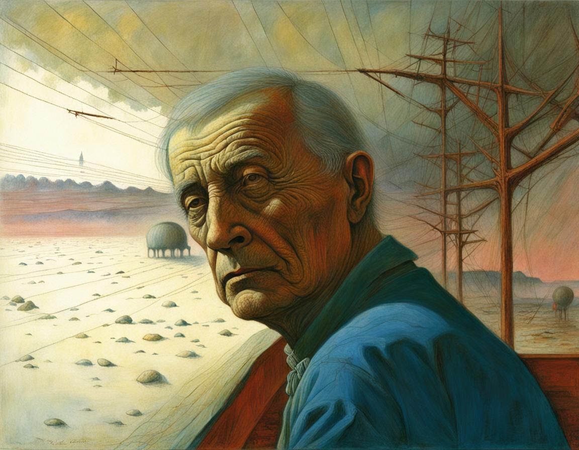 Dystopian Industrial Landscape in Dark Surrealist Style