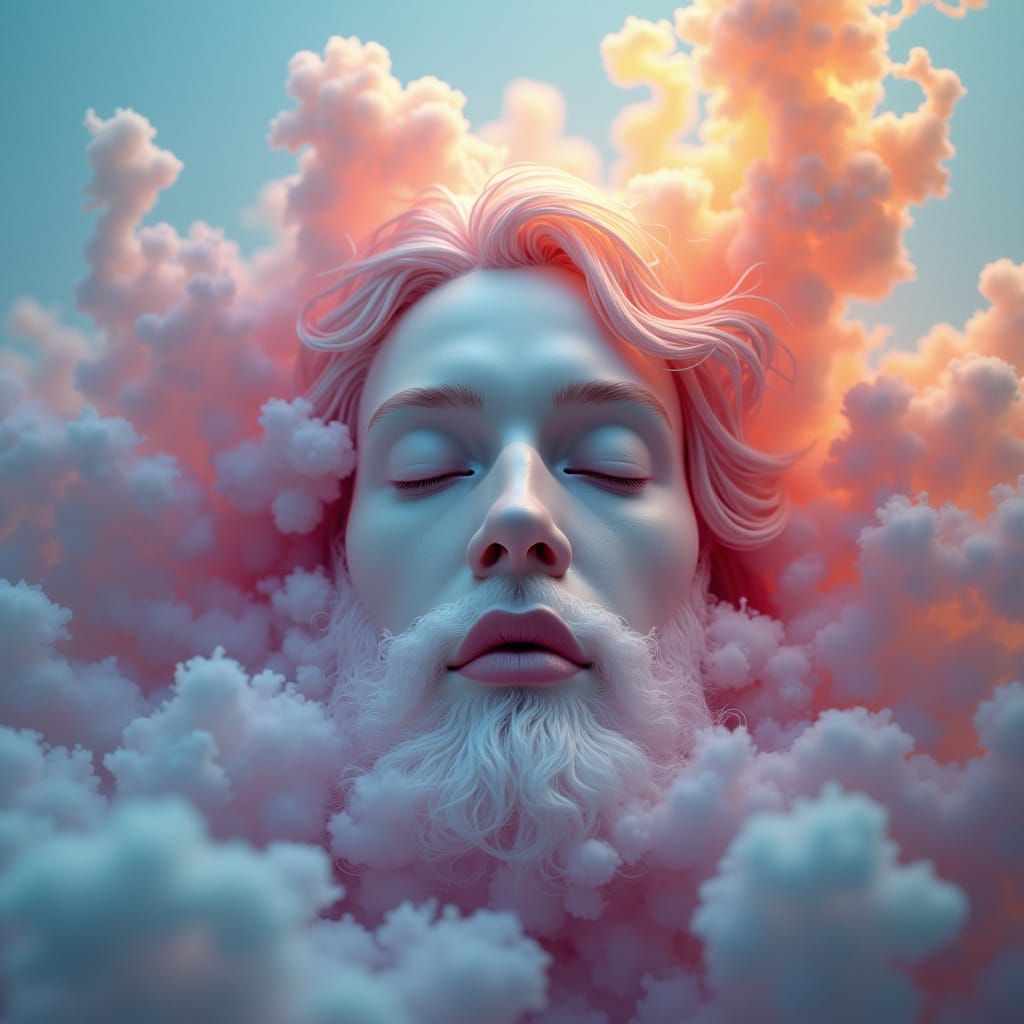 Rainbow Cloud Beard in Digital Matte Painting Style