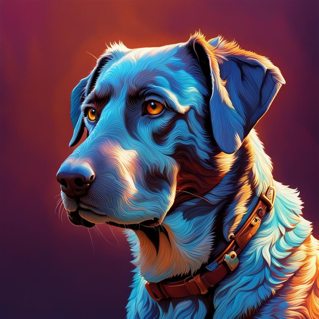 Hyperrealistic Dog Portrait in Splash Art Style