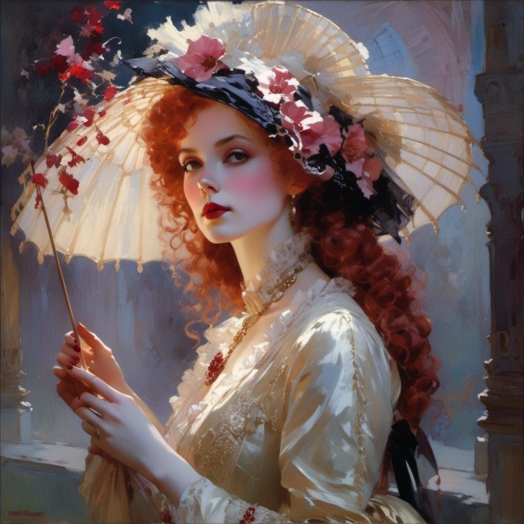 Victorian Vampire Mina Harker in Dreamy Vignette Style