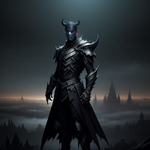 K-Pop Idol Demon Hunter in Gothic Cityscape