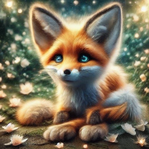 Whimsical Faerie Foxes in a Vibrant Enchanted Forest
