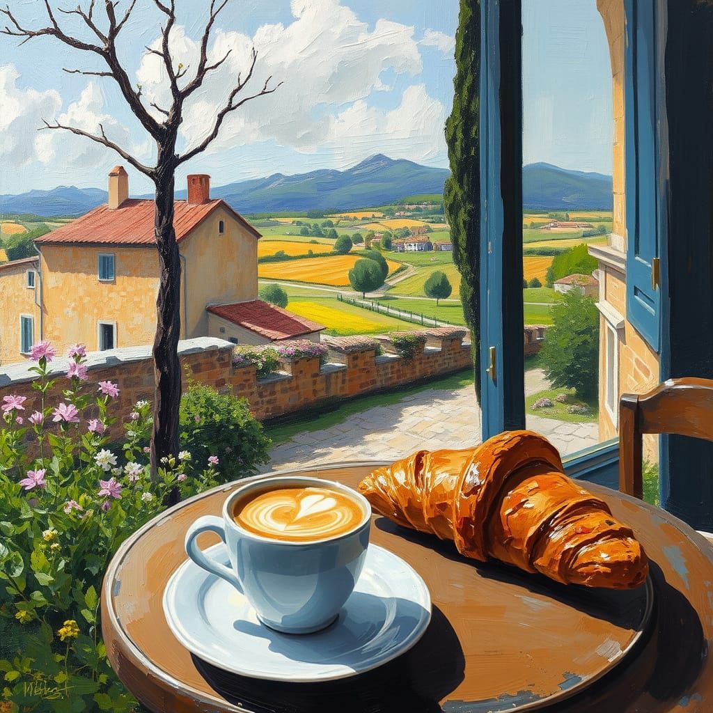 Warm Morning in a French Village Cafe