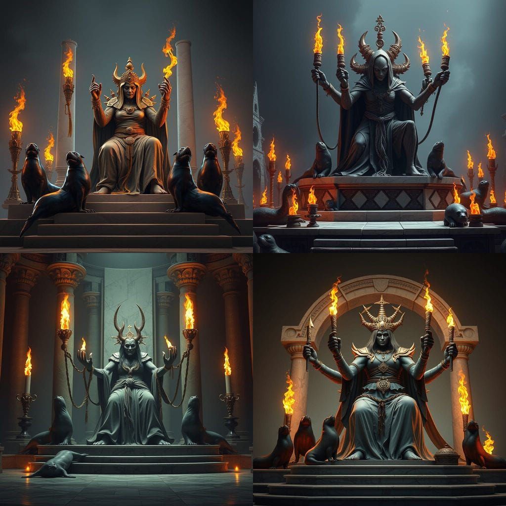 Intricate Fantasy Concept Art of a Four-Armed Monster in a S...