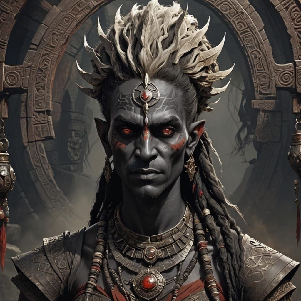 Dark Elf Portrait in Detailed Matte Painting Style