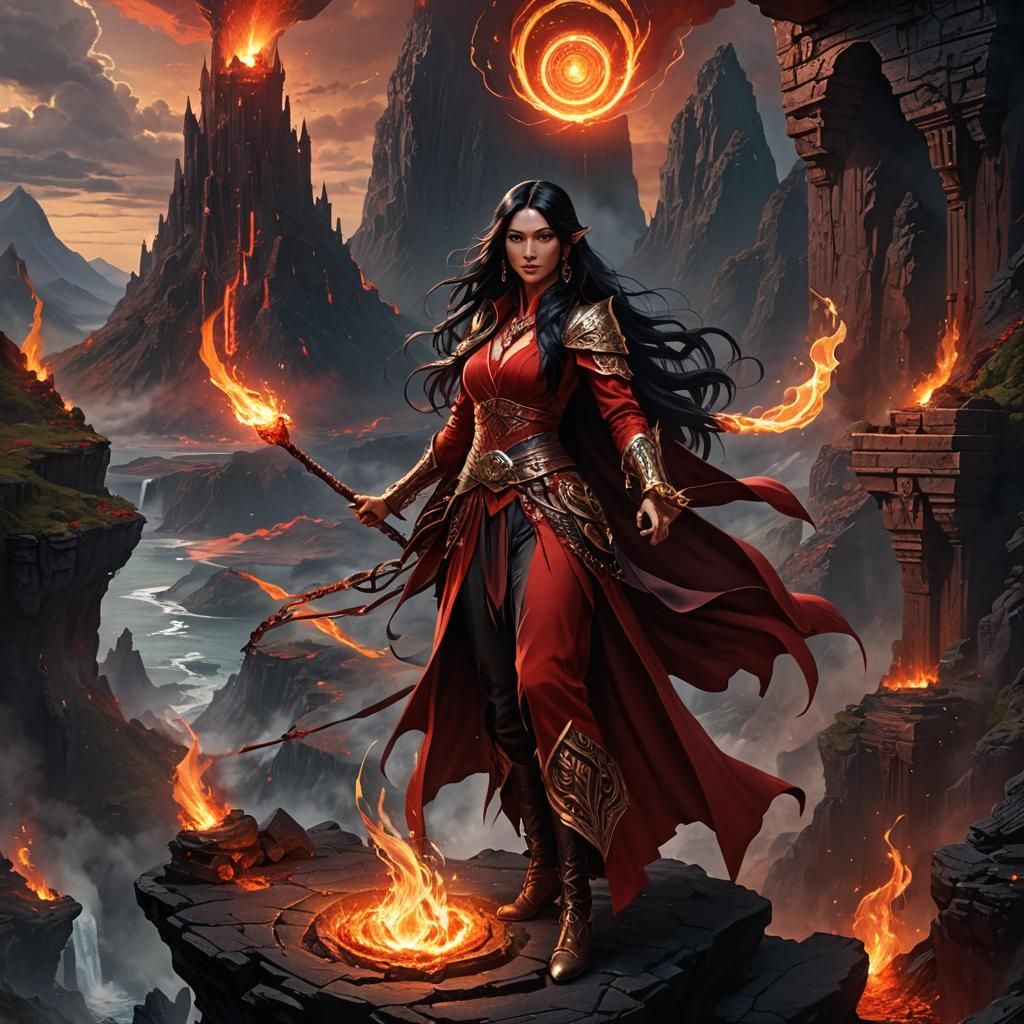 Young Sorceress Preparing Spell at Red Mage Tower