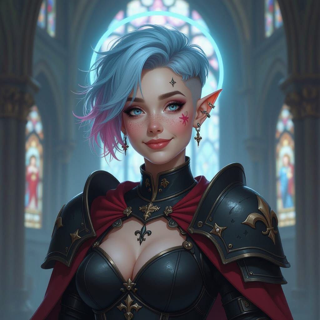 Adeptus Sororitas Warrior in Gothic Cathedral, Sci-Fi Elemen...