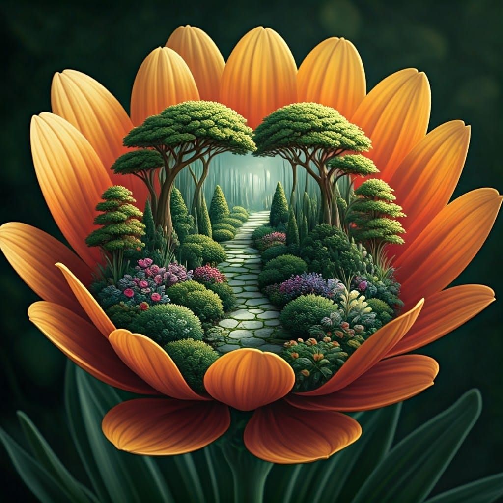 A tiny garden inside a flower