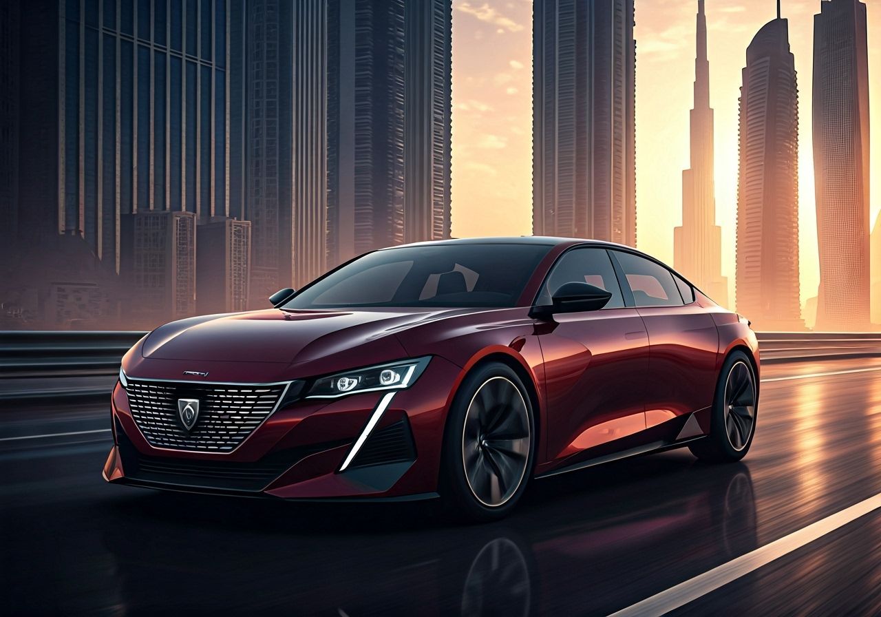 Peugeot 604 Concept Car in Dubai: Dark Fantasy Art