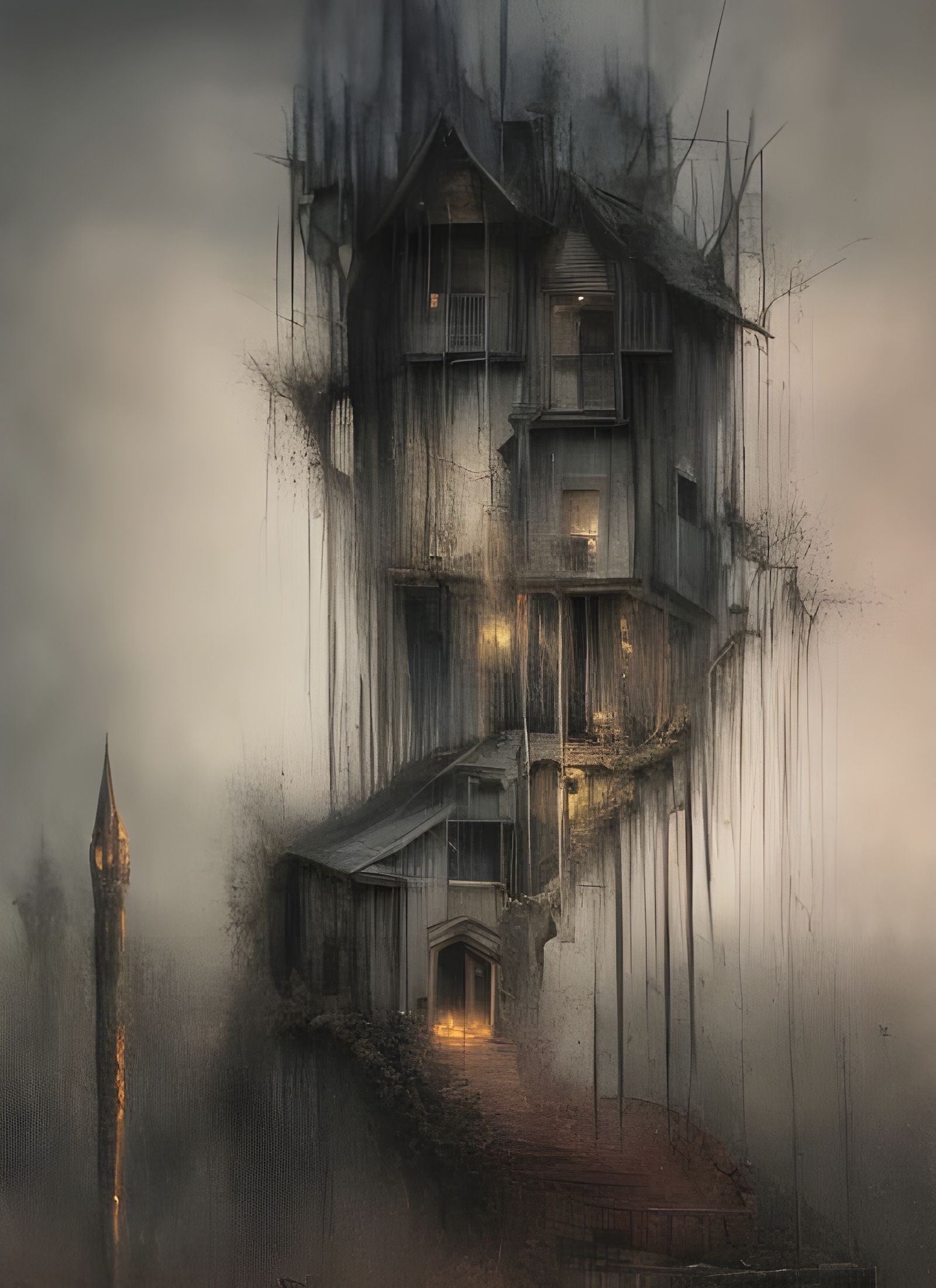 Futuristic Cityscape with Bizarre Creatures, Digital Art