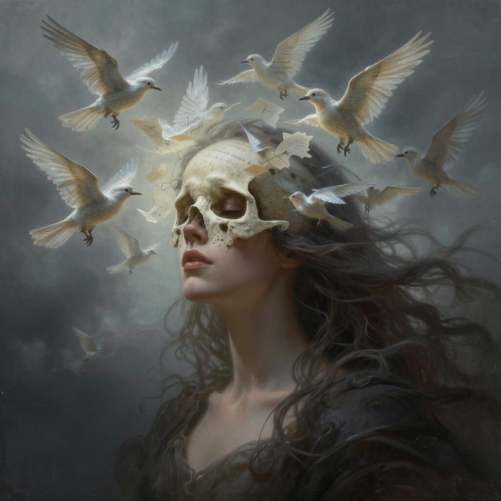 Surreal Fantasy Portrait of Cognitive Unraveling